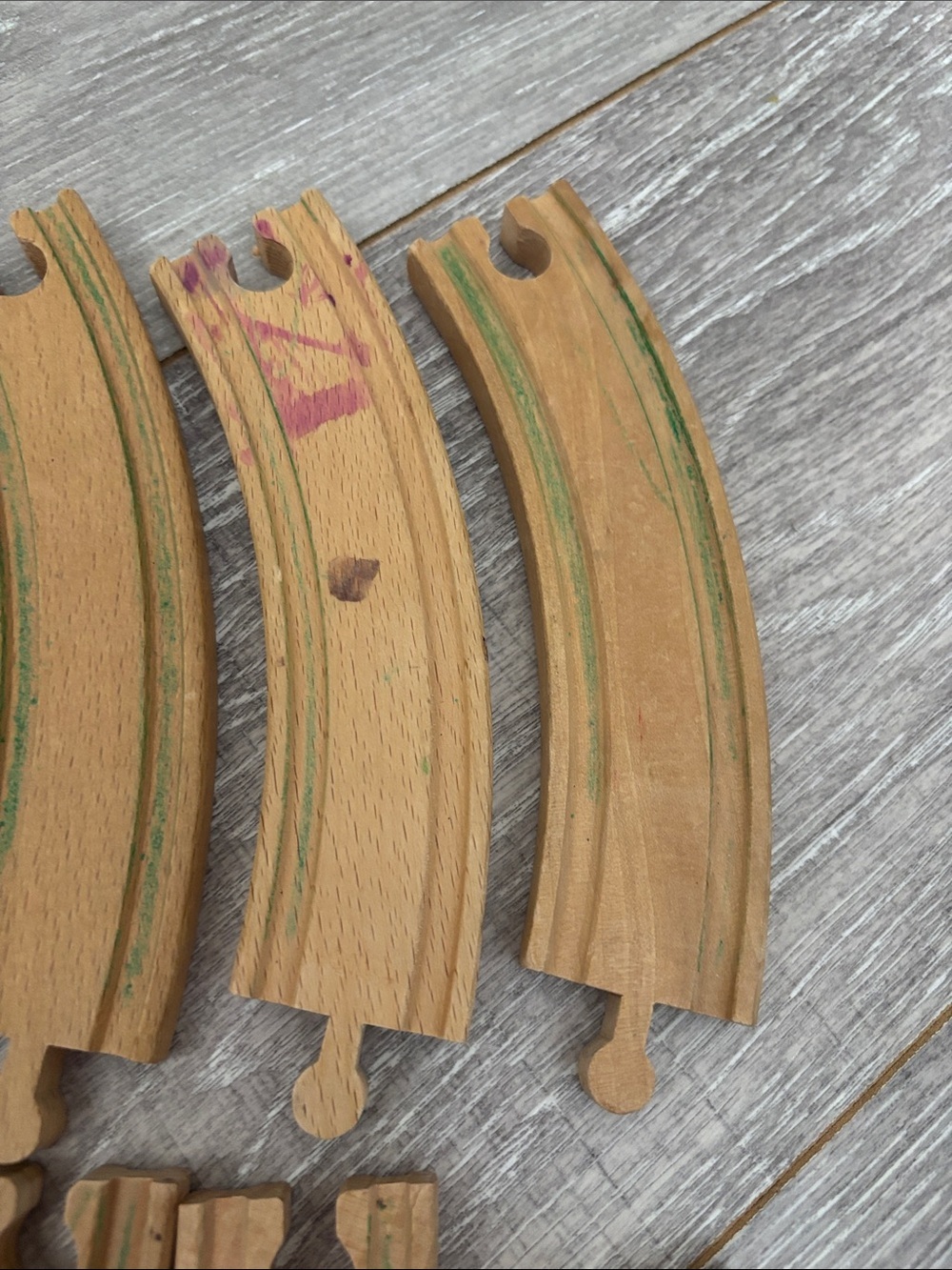 Wooden Track - Set #3 - 8 Pieces Marked/Fair Condition - Picture 4 of 7